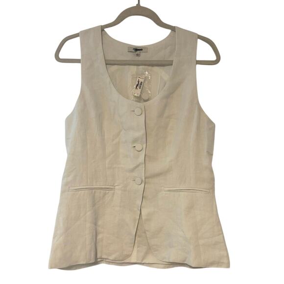 NWT Madewell Scoopneck Cutaway Linen Vest In White Salt Size 8 - Picture 5 of 8